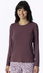 Schiesser, T-shirt lange mouwen Cacaobruin - Mix+Relax