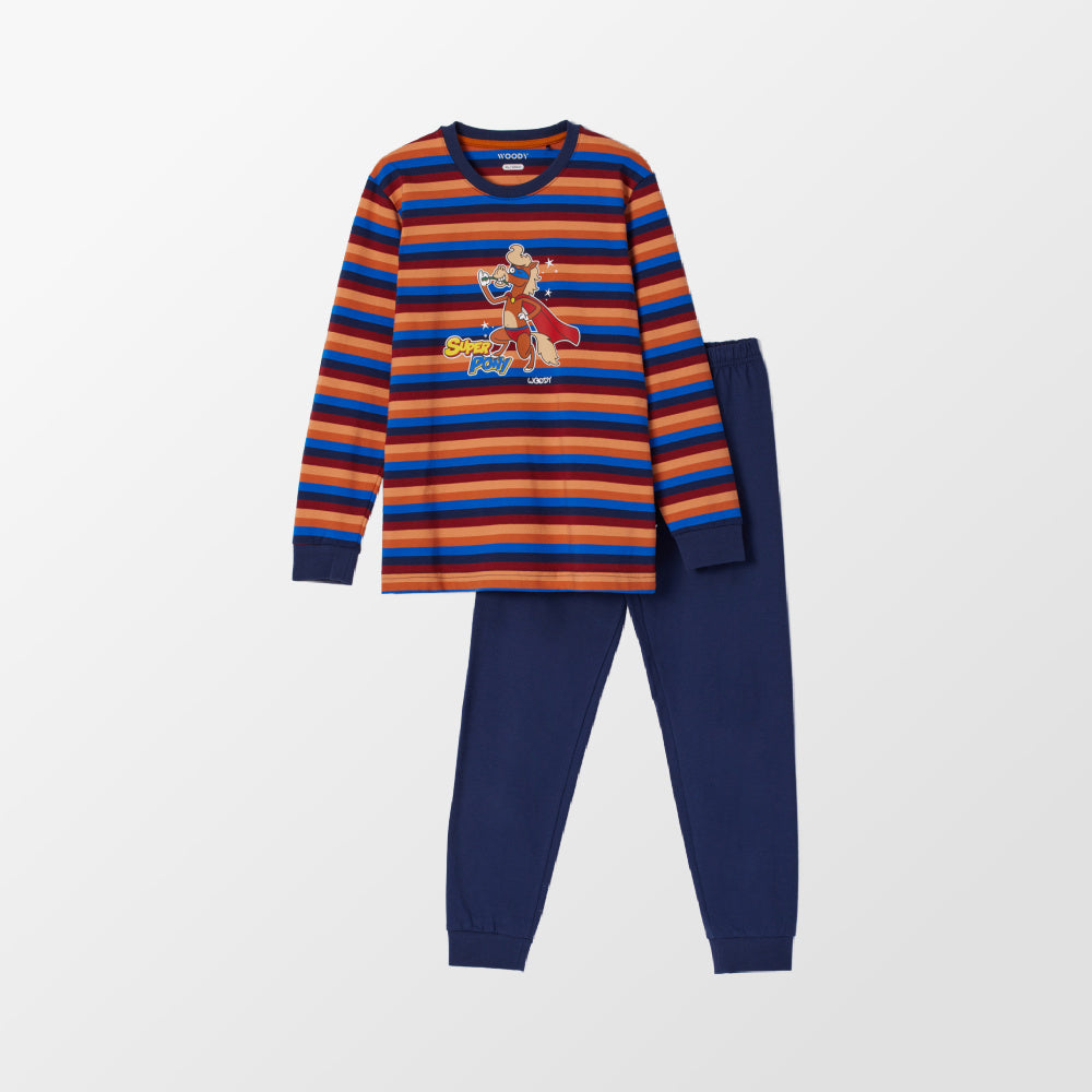 Pyjama van Woody multicolor streep