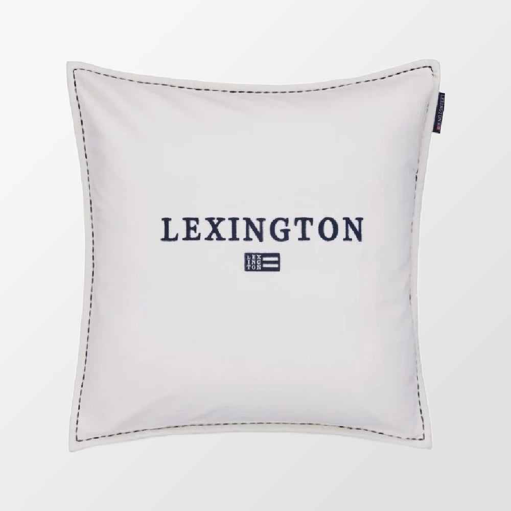 Lexington sierkussen Icons White/Navy met contrasterend stiksel