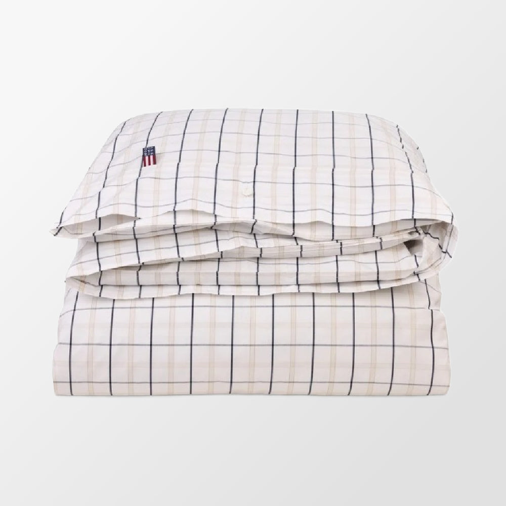 Lexington dekbedovertrek Icons Poplin White/Beige/Navy